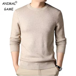New Men's Solid Color Knitted Sweater Autumn Warm Tops Basic Streetwear Autum Solid Color Pullover Oversized Sweatshirts