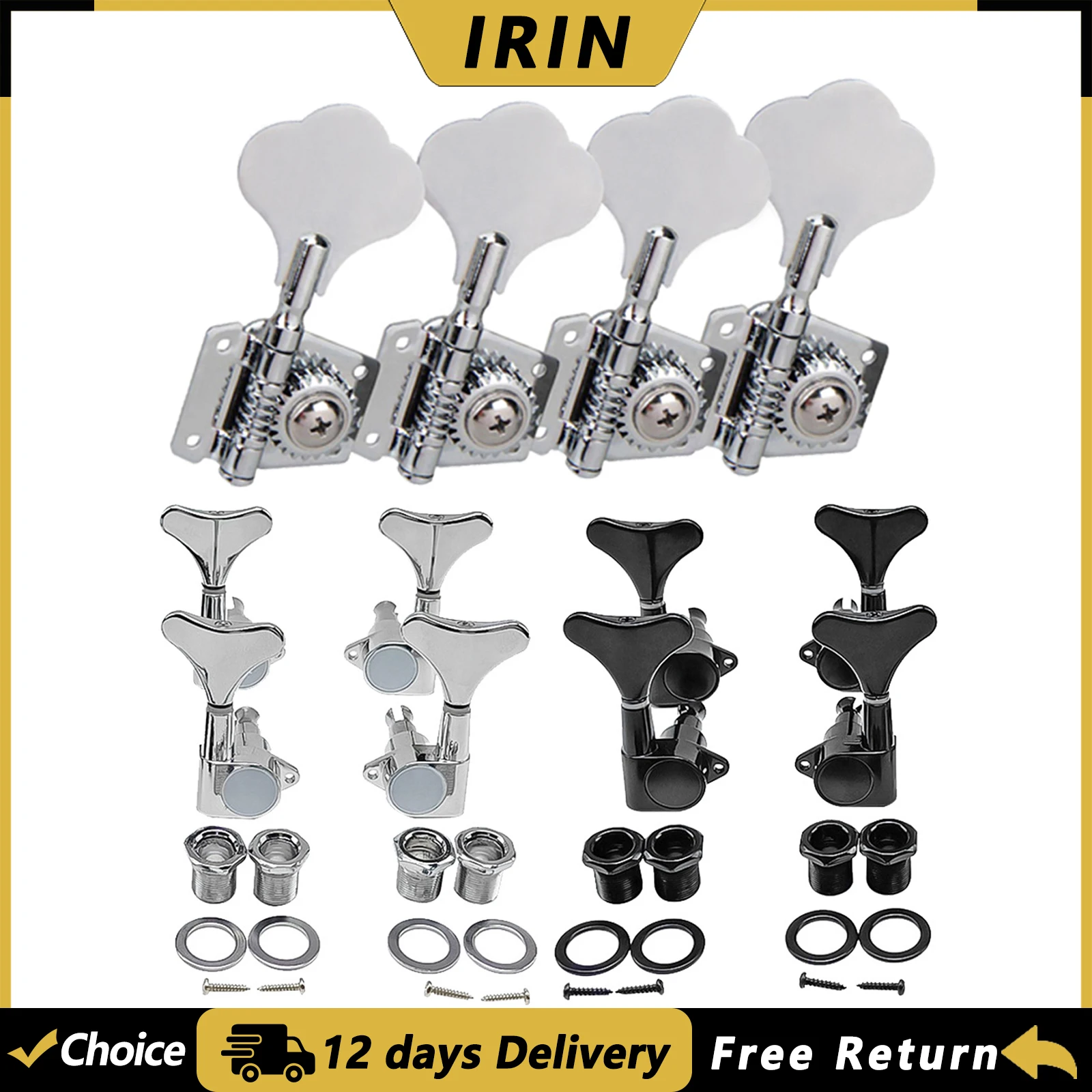 IRIN 4-Saiten-Bassgitarren-Stimmwirbel, Metall-Stimmmechaniken für E-Bass und E-Gitarre, Zubehör