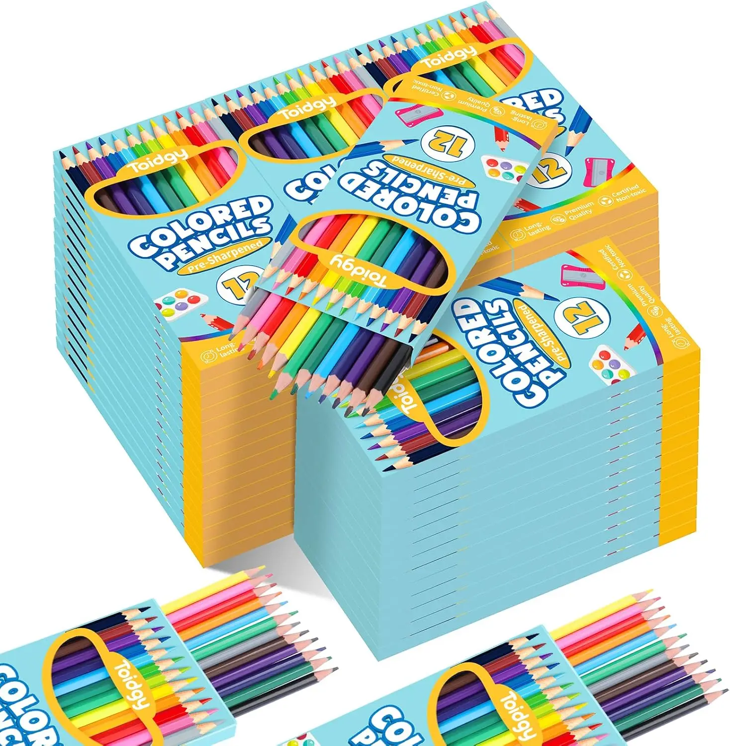 

720 Colored Pencils Bulk Set for Kids & Adults, 12 Colors Pre-sharpened, School Supplies Classroom Prizes Back to School