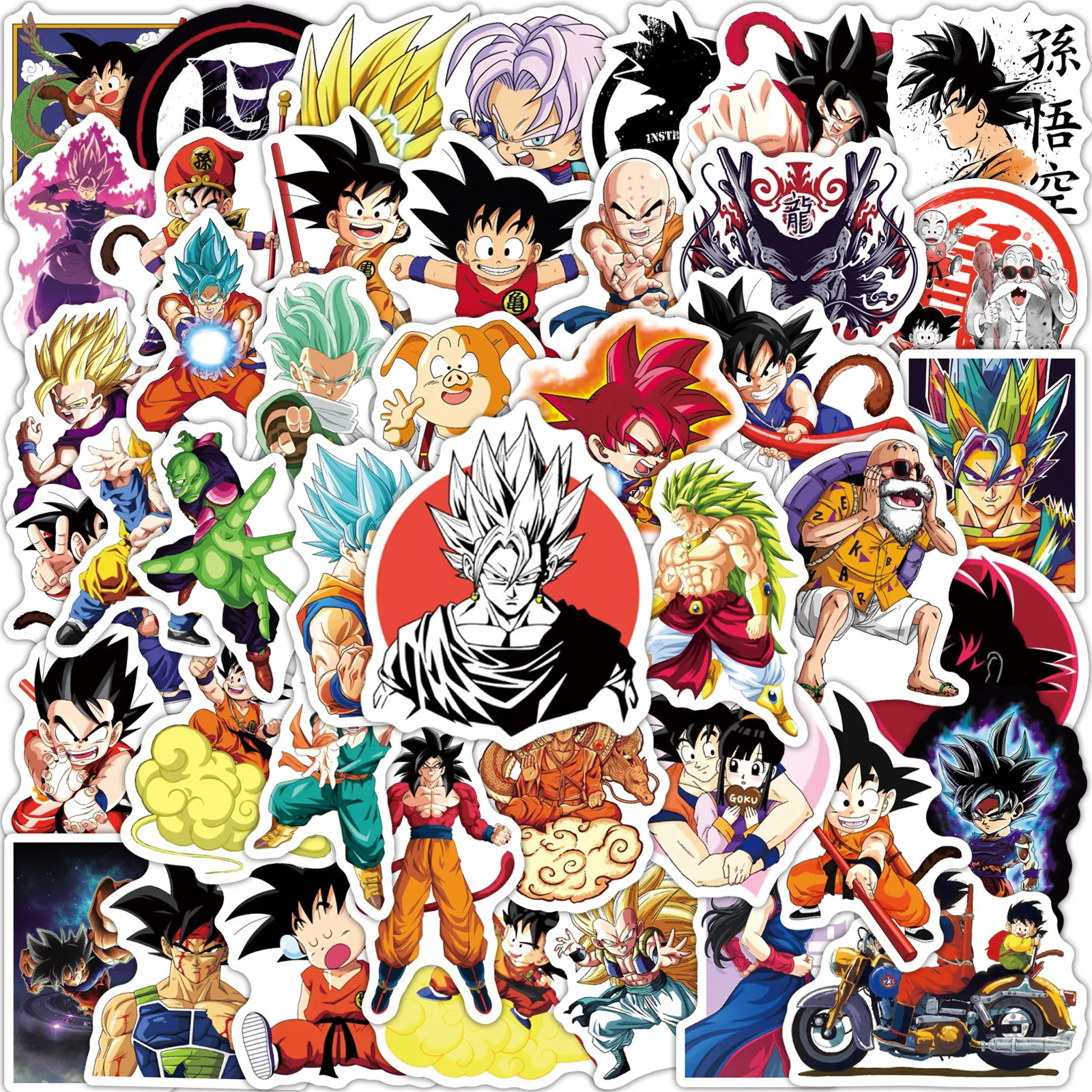 10/50/100Pcs Anime Dragon Ball Stickers Kids for Laptop Skateboard Luggage Phone Car Decals Cartoon Graffiti Sticker Toy Decor