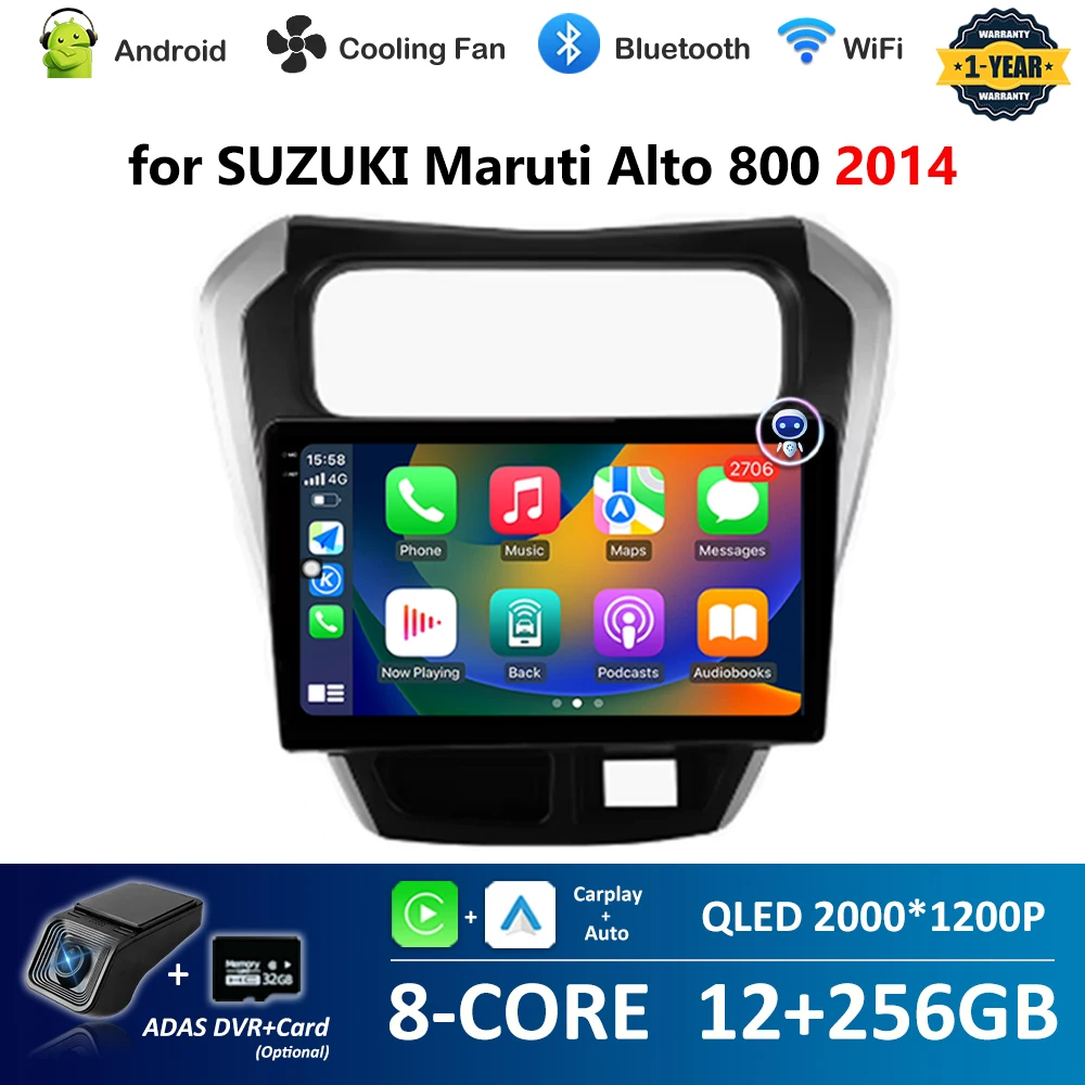 Wireless Carplay 9 '' Android OS for SUZUKI Maruti Alto 800 2014 GPS Navigation Car Video Multimedia Player WiFi BT Head Unit