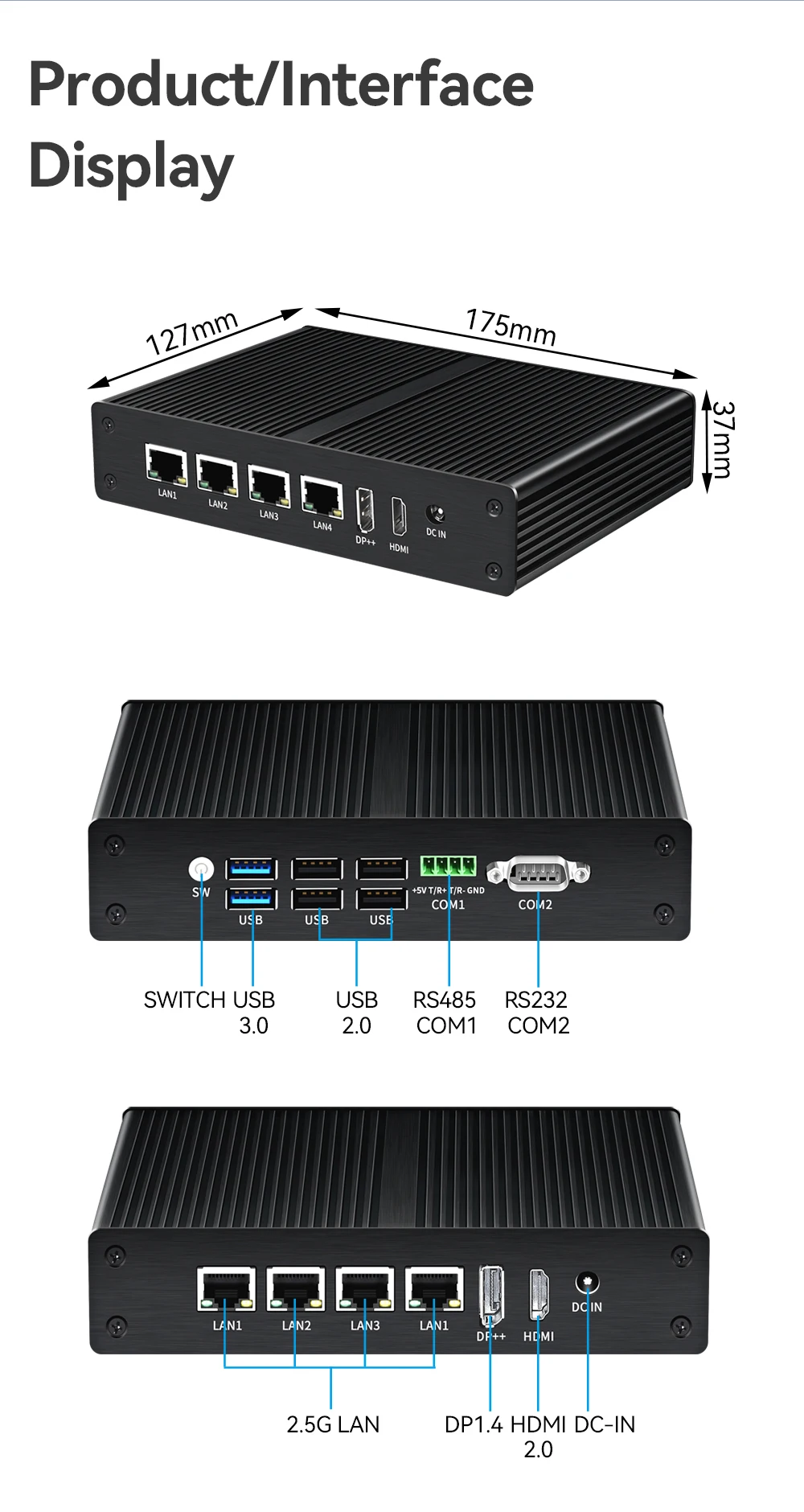 BEBEPC Mini PC Fanless Inter Processor N100 4Intel I225V/I226V 2.5G LAN Support Windows 10/11 PfSense Server Firewall Router