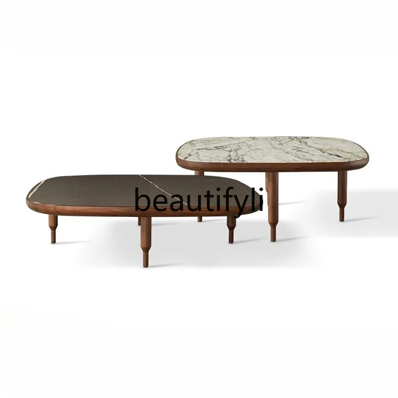

Nordic Chinese Style Solid Wood Art Square Minimalist Living Room Set Black Walnut Coffee Table
