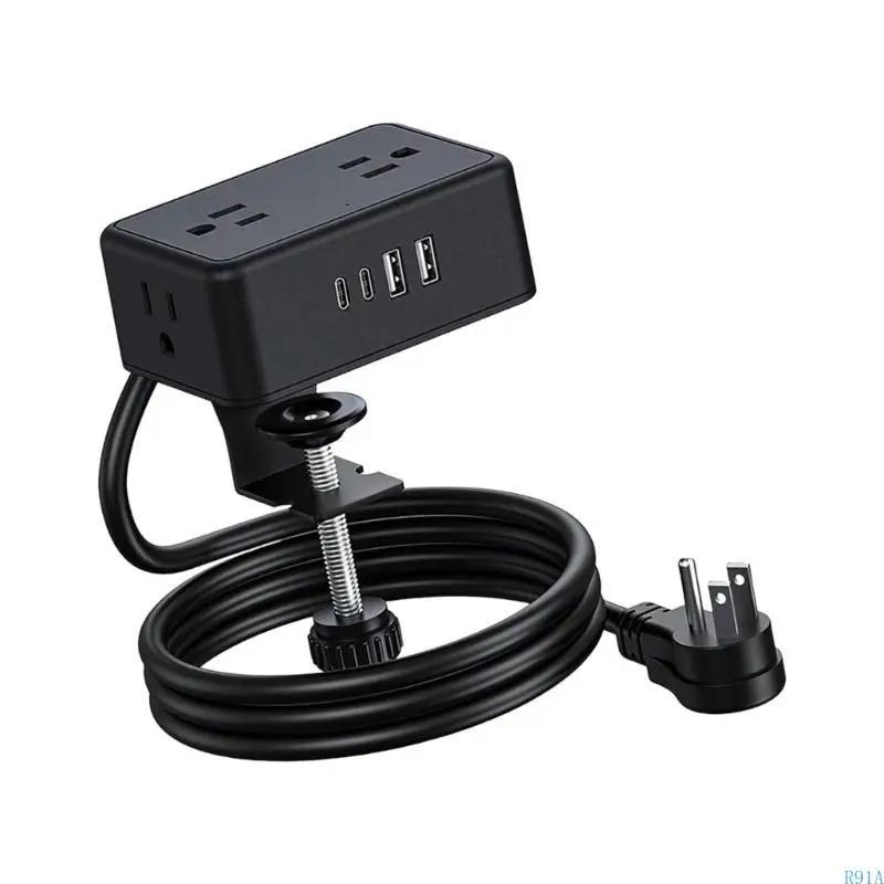 R91A Clamp On Desktop Power Strips 4AC Outputs 4 USB Port Safety #1