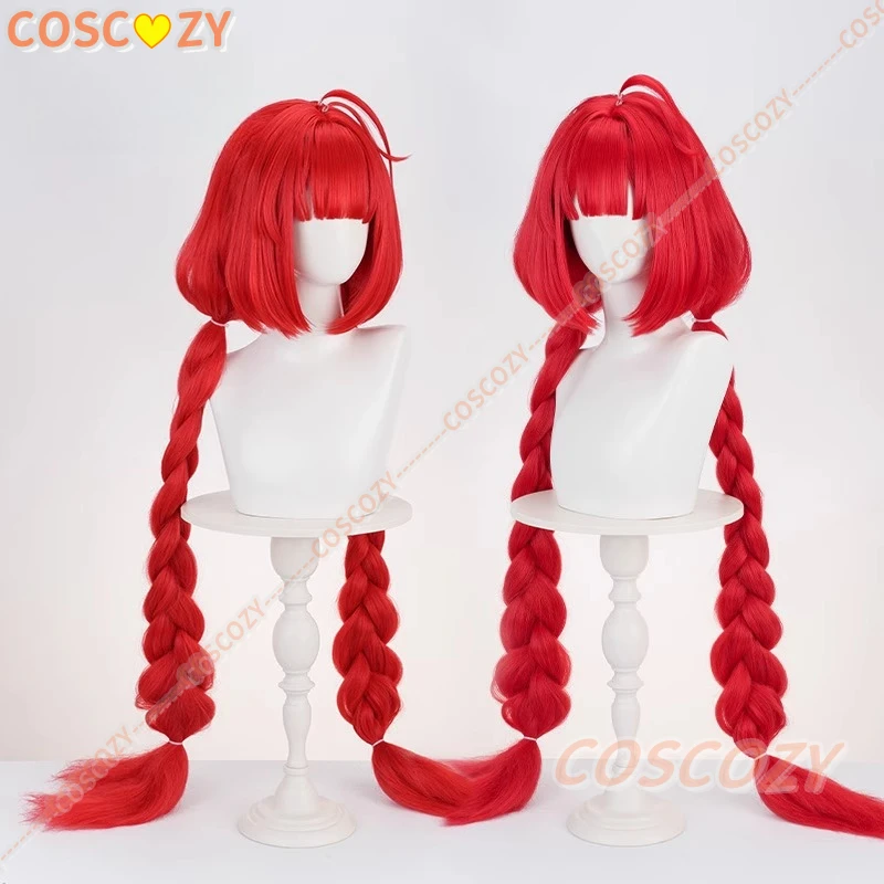 Game Zenless Zone Zero Ukinami Yuzuha Cosplay Pruik Rode Dubbele Vlecht Lang Haar Halloween Party Vrouwen Meisjes Carnaval Pruiken