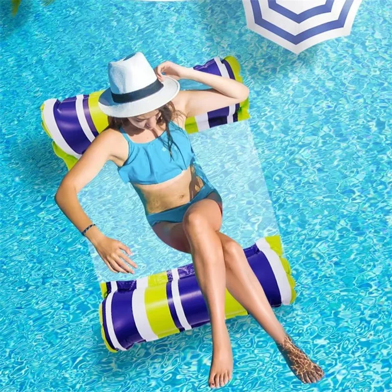Schwimmendes Wasserspielzeug Faltbare Hängematte Sommer Outdoor Pool Strand Aufblasbare Matratze Lounge-Stuhl Wasser-Schwimmmatte Schwimmzubehör