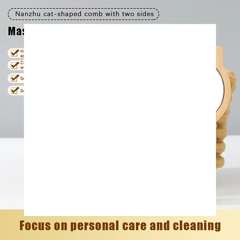 

2-in-1 Cat-Shaped Comb And Makeup Mirror Multi-functional Meridian-Massaging Household Wooden Airbag Comb