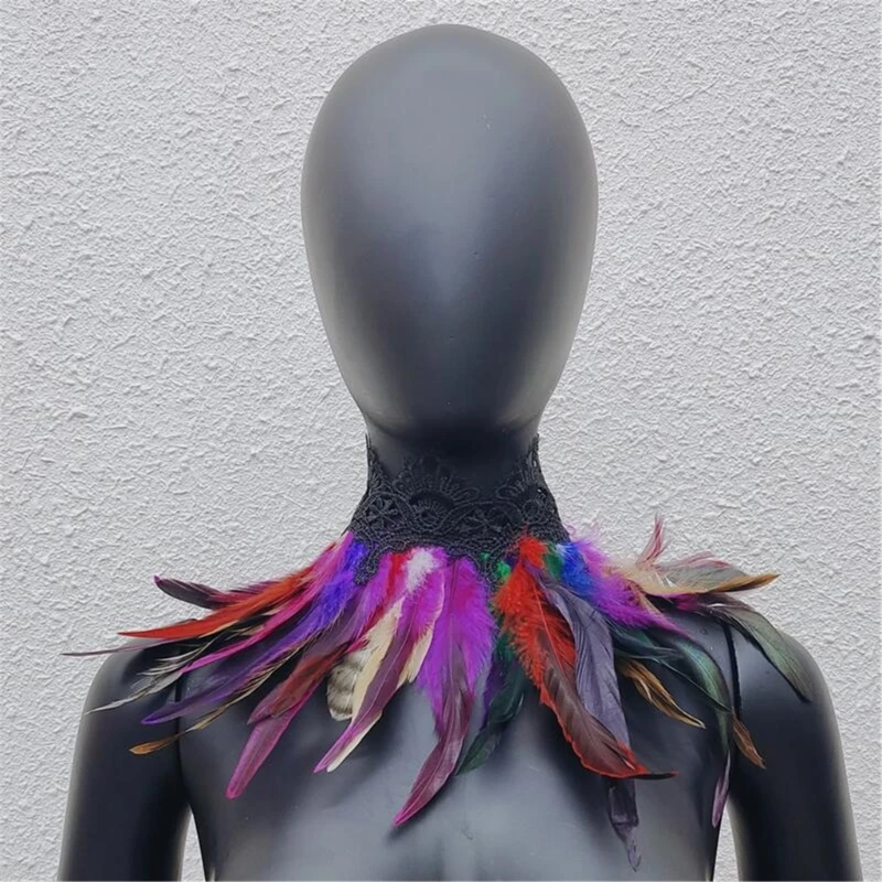 Abrigo hombro plumas para bodas, fiesta Halloween, reunión, capa plumas, accesorios