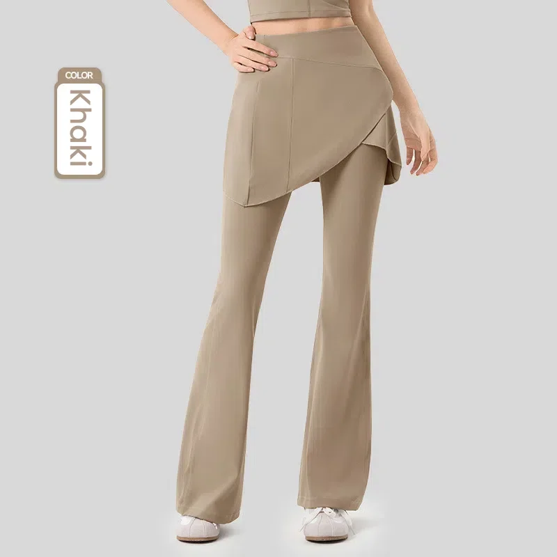 Yoga Bell-bottom Pants for Women with Detachable Buttocks Curtain High Waist Flared Wide Leg Pants Butt-lifting fitness Trousers