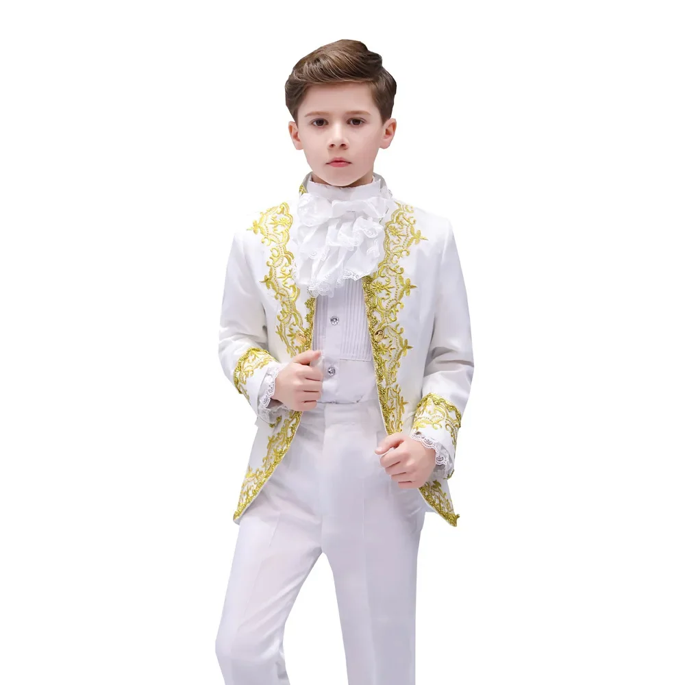 Victorian Prince Costume Kids Boys Formal Dress Outfit Stage Performance Medieval Noble Blazer Suit Court Jakcet Halloween view 5