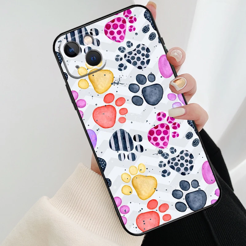 Animal Dog Paw Prints Phone Case For iPhone 13 12 11 14 Pro Max Mini X XR XS Max 6S 7 8 Plus Shockproof Soft Case