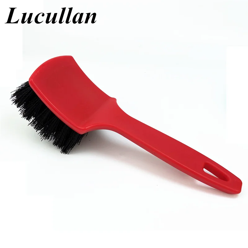 Lucullan Red Tire Brush – Premium Stiff Wheel Cleaning Brush for Auto Detailing & Carpet Tire Car Cleaning Use