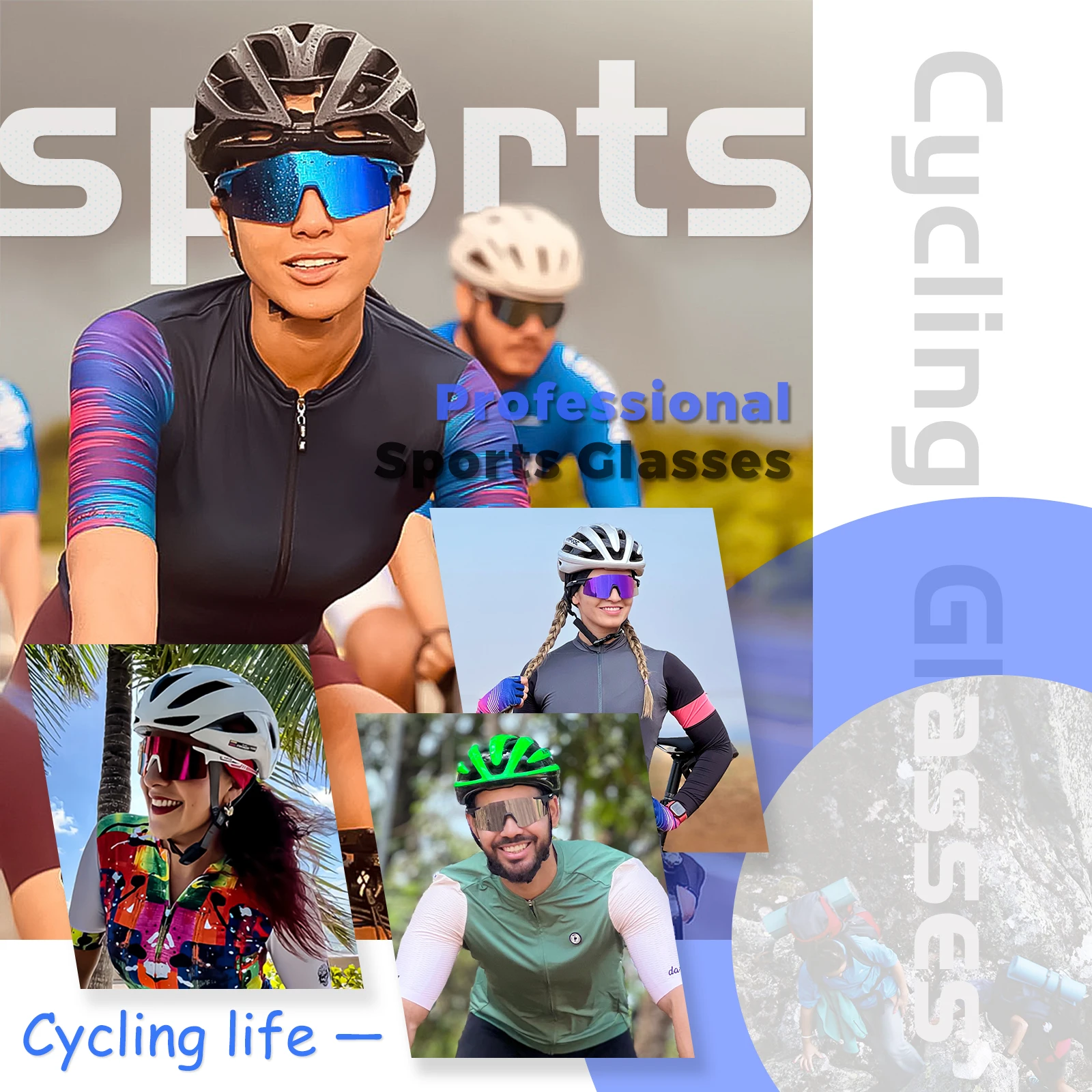 Kapvoe Sunglasses Cycling Glasses Road Cycling Goggles Outdoor UV400 Sports Protection MTB Road Mountain Bicycle Drive 4lens