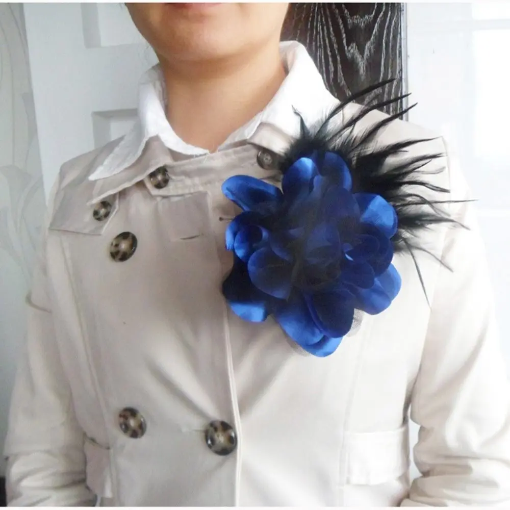 원단 핸드메이드 액세서리, 대형 꽃 브로치, 보석 배지 액세서리, 세트 스웨터 코트, 핀 브로치, 단색