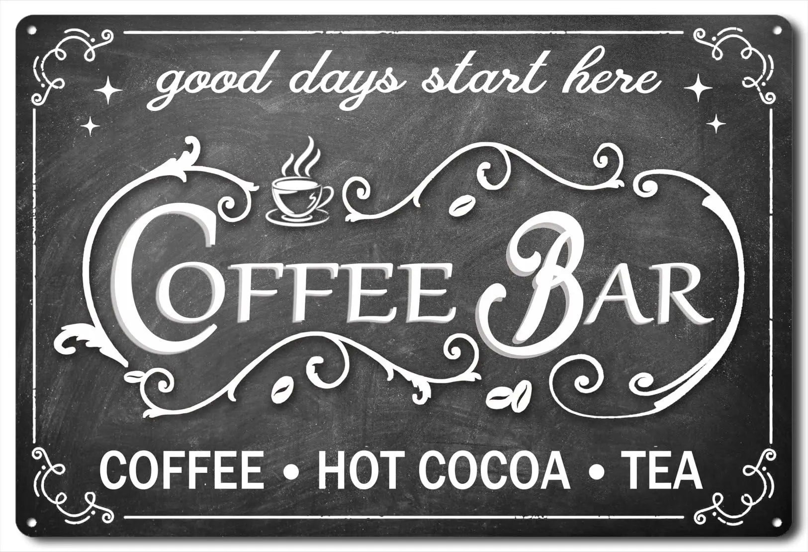 Vintage Coffee Bar Sign Hot Cocoa Tin Sign Tea Bar Accessories Home Coffee Corner Decor Kitchen Coffee Bar Wall Decor Coffe sign