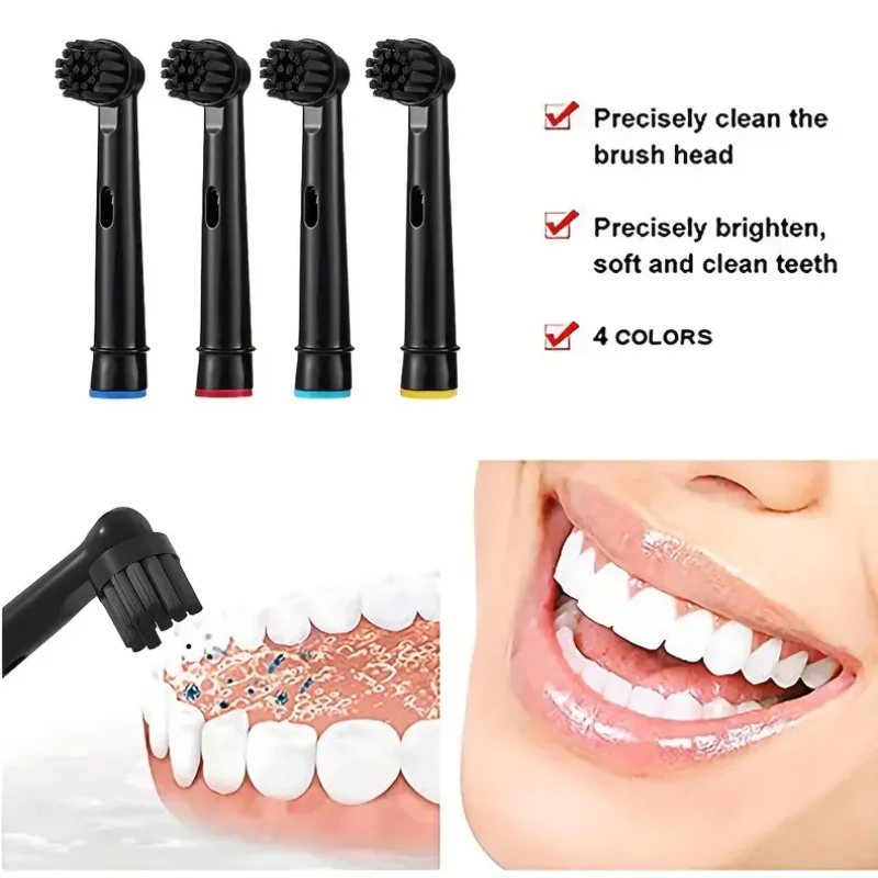 Black Bamboo Charcoal Brush Heads For Oral B Electric Toothbrush Advance Power/Pro Health/Triumph/3D Excel/Vitality Precision