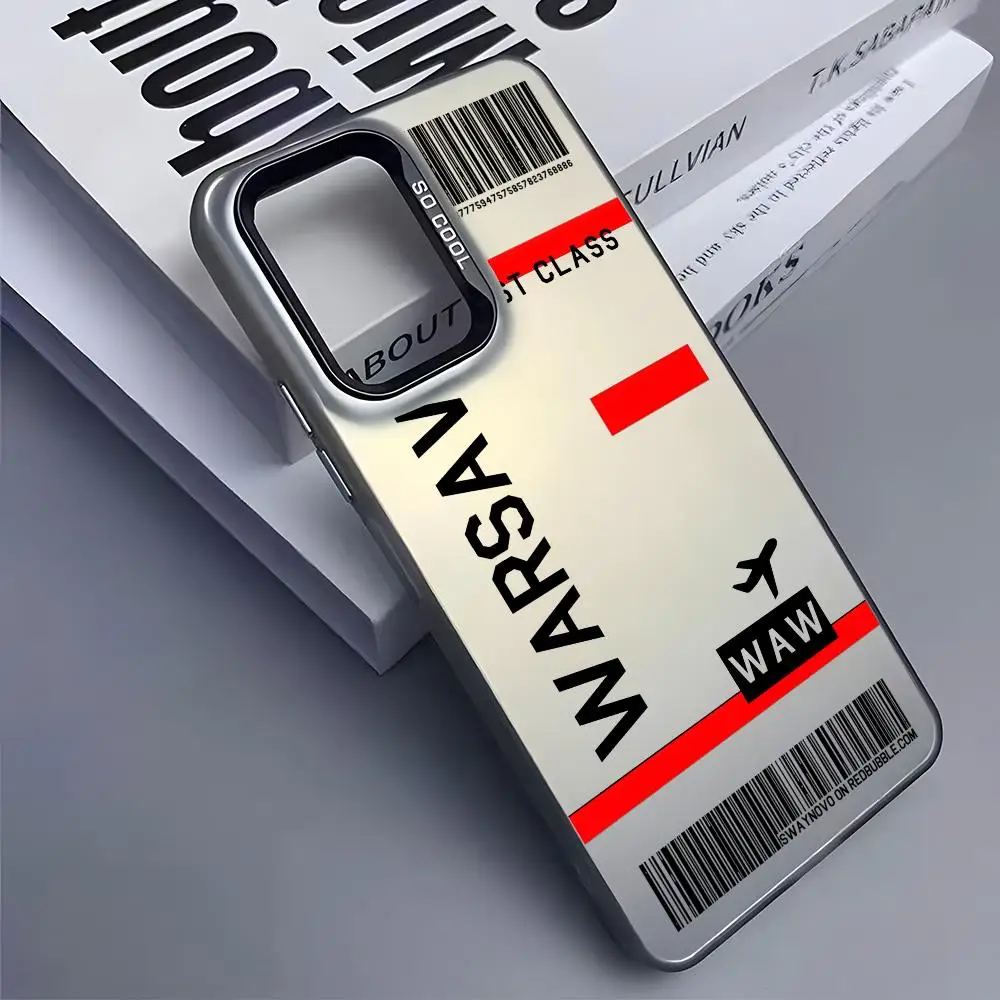 بولندا طائرة السفر تذكرة جراب هاتف لسامسونج غالاكسي S25 S24 S22 S23 الترا S21 S23 زائد 5G لامعة غطاء من البولي يوريثان للصدمات Funda