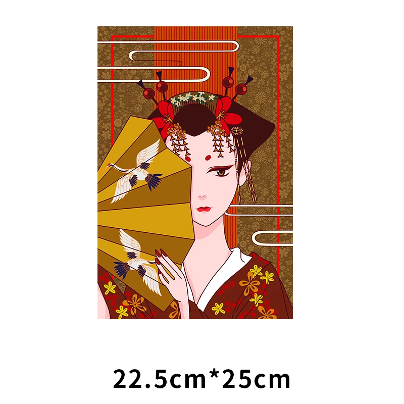 Hand-painted Japanese singers ethnic female T-shirt printing heat transfer Iron On T-shirt DIY decorative stickers