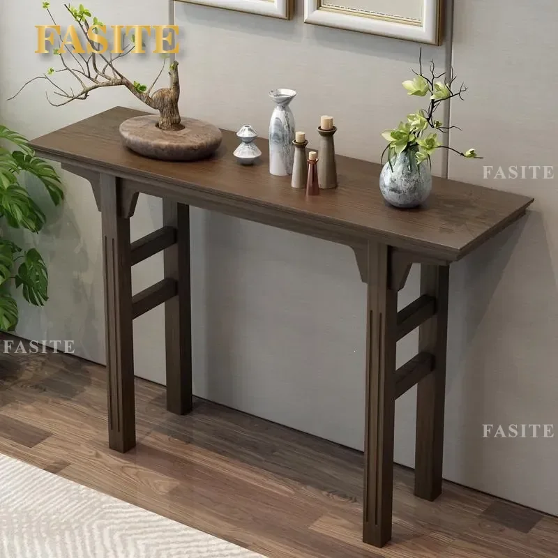 For New Chinese Style All Solid Wood Entrance Table Modern Simple Foyer End View Table Against Wall Buddhist Platform Supply