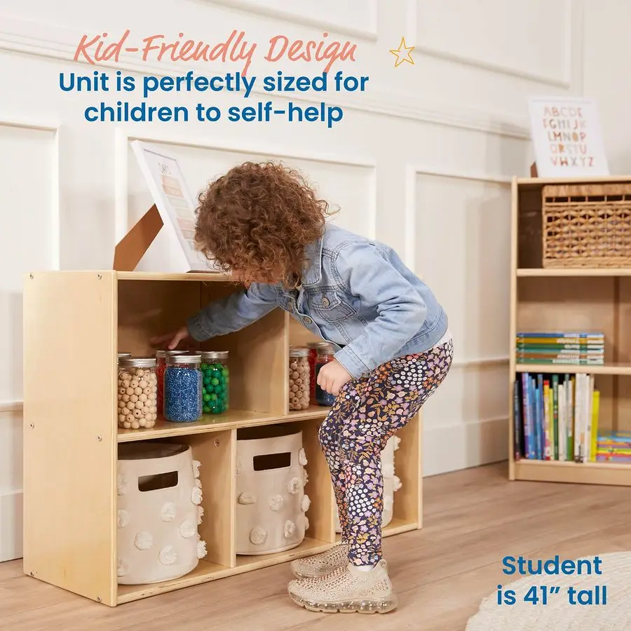 Streamline 5Compartment Storage Cabinet, 24in, Classroom Furniture, Natural