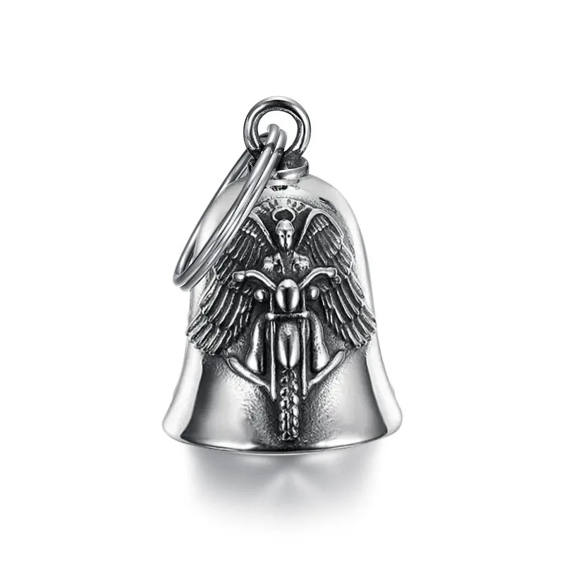 Fashion Angel Wings Motorcycle Bell Pendant Punk Rock Men's Riding Party Amulet Exorcism Jewelry