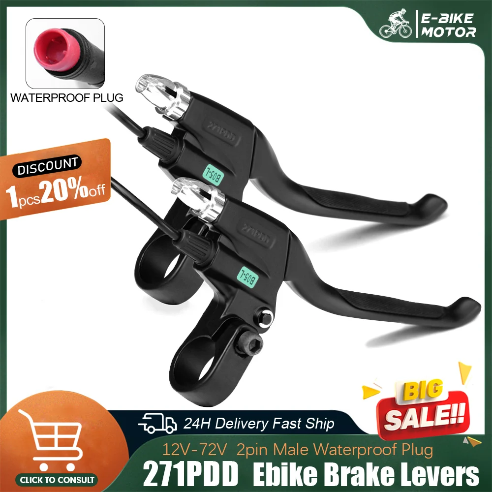 

WUXING 271PDD Ebike Brake Lever Cut Off Power Electric Bike E-scooter Ebreak 2pin Waterproof Plug Electric Bicycle Accessories