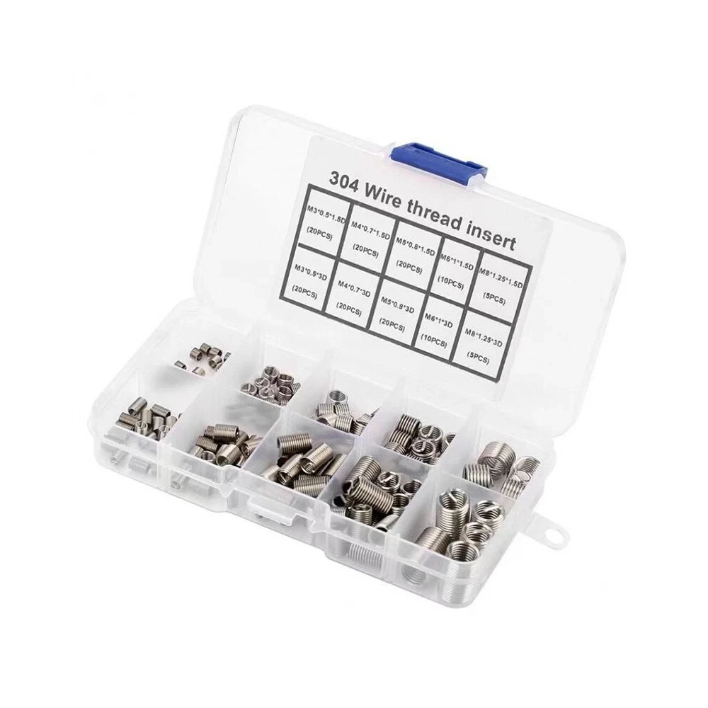 150Pcs/Set Helicoil Thread Repair Insert Kit M3 M4 M5 M6 M8 Stainless Steel