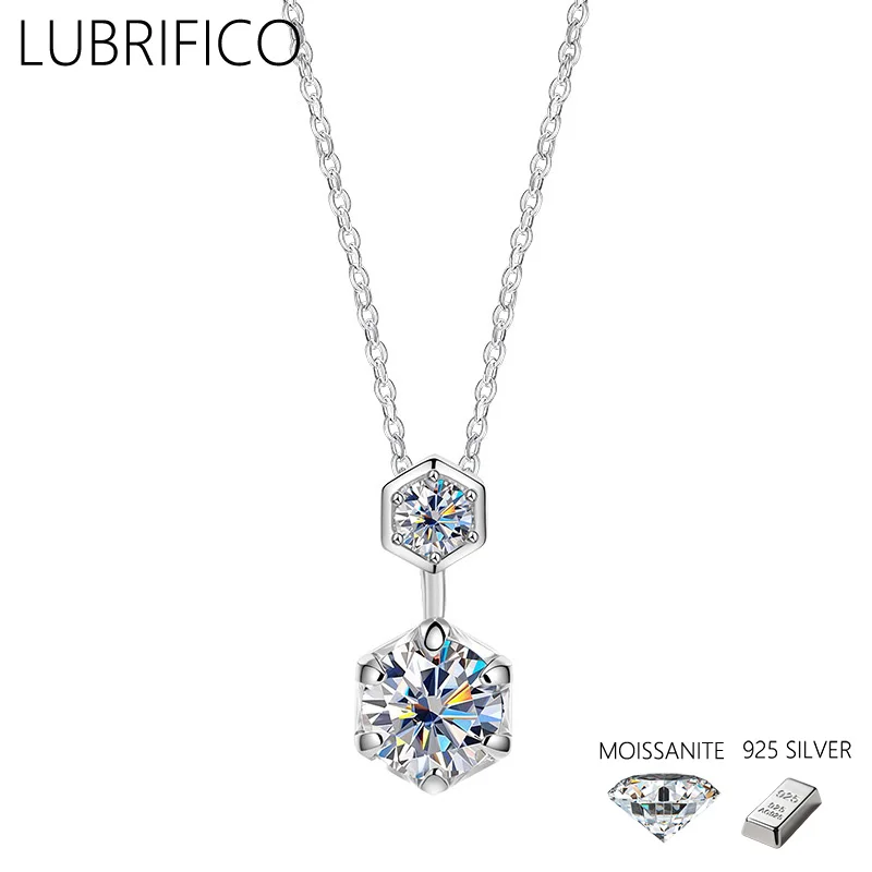 

1.0 Ct D Color Moissanite Necklace 925 Sterling Silver Lad Diamond Pendant For Women Fine Jewelry Wedding Party