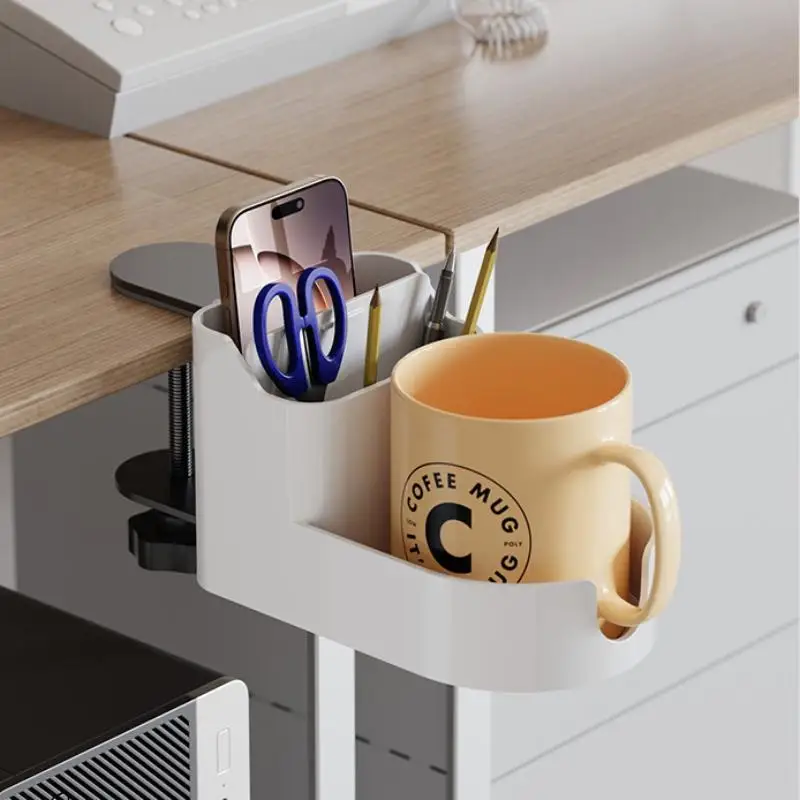 For Home Office Desk Accessories Space Saving Creative Desktop Organizer With Phone Storage Water Cup Holder Clamp On Design