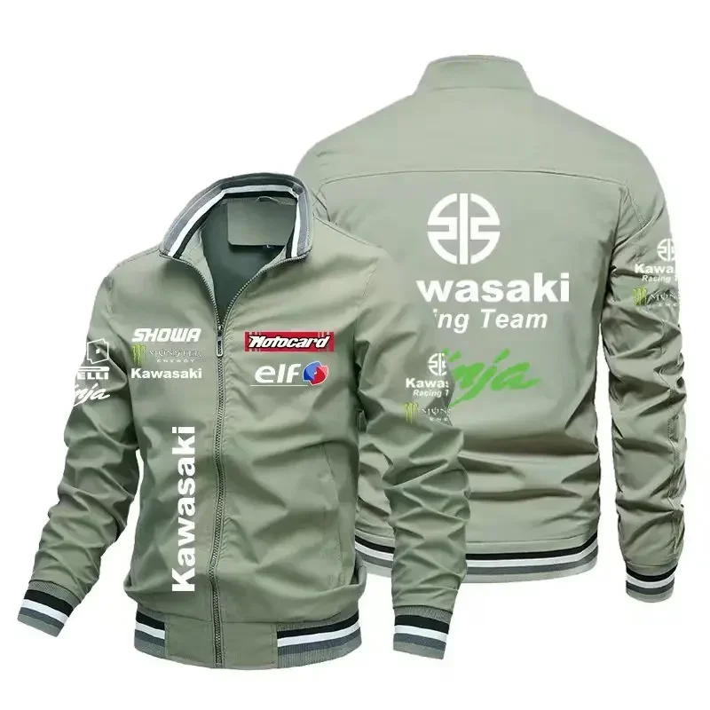 Men\'s Motorcycle Jacket Kawasaki Car Logo Print Jacket Customized Coats Racing Suit Kawasaki Biker Jacket Clothing Male S-5XL