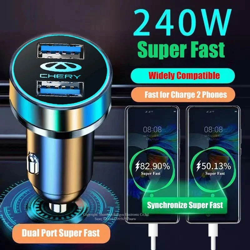 

2 Port Super Fast USB Car Charger Interior Accessories for Chery Tiggo 7 4 2 8 3 Pro 5x 5 T11 E3 IQ QQ Arrizo Fulwin Amulet 2023