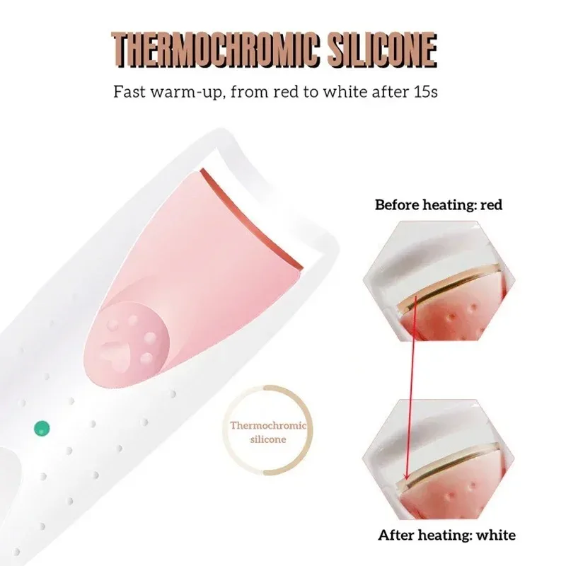 1PC Electric Eyelash Curler Pink Lasting And Portable Shaping Curling Eyelash Clip Charging Model Fast Heating,Automatic Tool