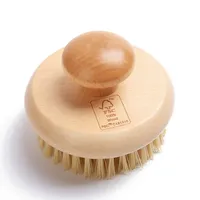 Round Bath Shower Body Exfoliating Brush Natural Sisal Bristles Beech Wood Handle Dead Skin Remover Back Scrubber Massage Tool