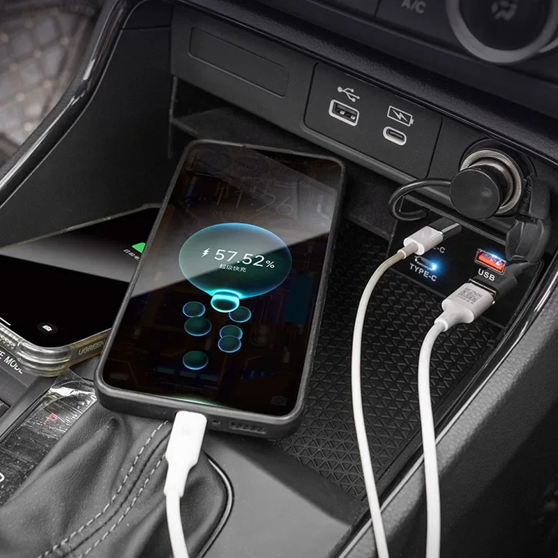 

For Honda CRV CR-V Car Docking Station USB HUB Type-C Multi-port Fast Cell Phone Charger Adapter Interior Accessories 2023-2025