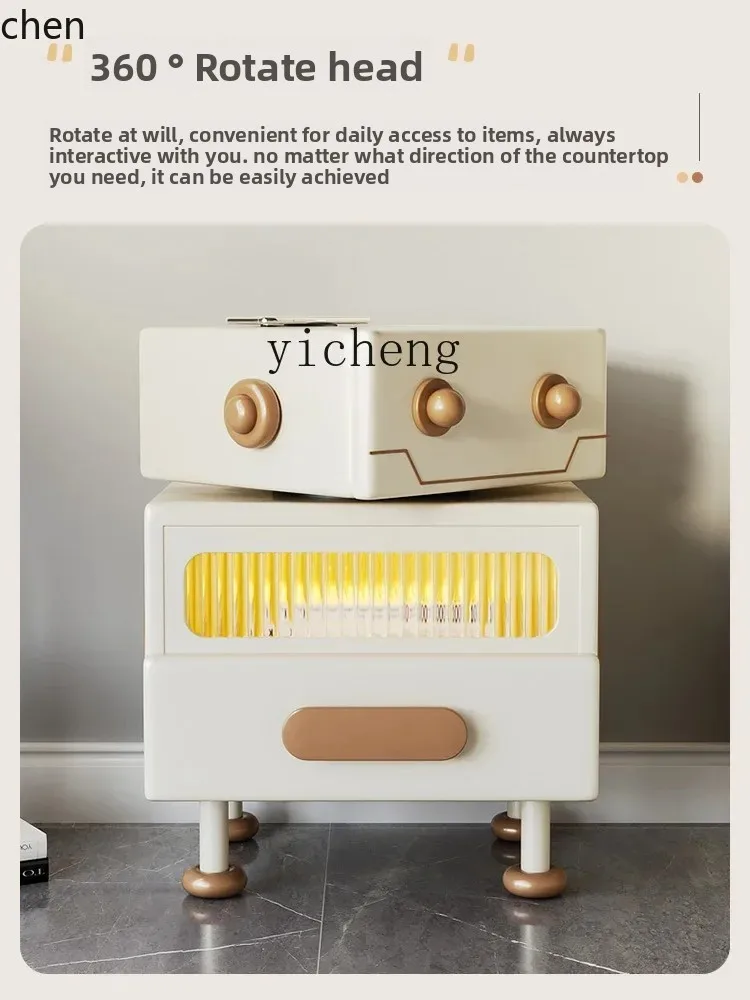 ZMLsolid wood bedside table, bedroom cream wind children's robot bedside storage cabinet, a few ideas