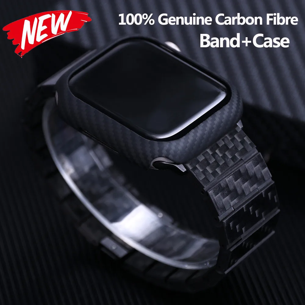 100% Genuine Carbon Fibre Strap For Apple Watch Ultra 49mm 45mm Band+Carbon Fibre Case iWatch Series 8 7 High-quality Bracelet