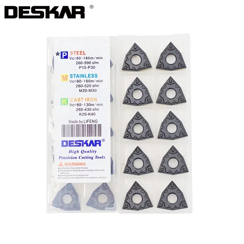 

10pcs Deskar Wnmg080404 Wnmg080408 Wnmg080412 Hq Tm Cq Pr Pm Zm R S L S Lf9218 Turning Tools Carbide Inserts Lathe Cutter