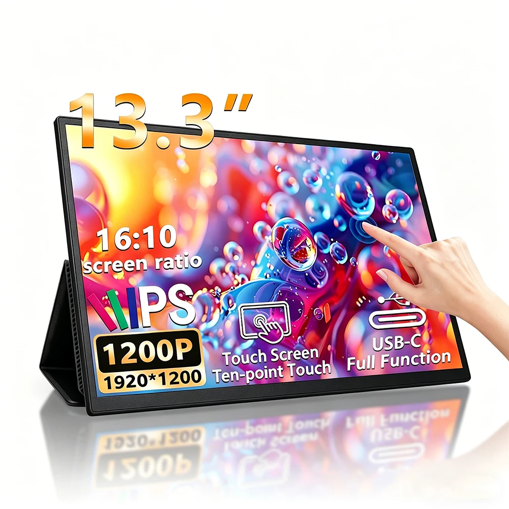 13.3 Inch Touch Portable Monitor 19201200 16:10 IPS 60Hz USB-C HDMI Travel External Screen For Laptop Mac Xbox PS5
