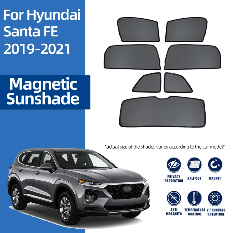 

For Hyundai Santa fe TM 2019-2023 Santafe Magnetic Car Sunshade Shield Front Windshield Curtain Rear Side Window Sun Shade Visor