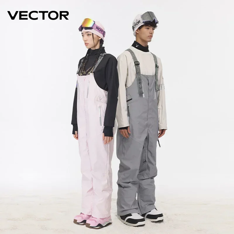 VECTOR-pantalones de esquí gruesos para hombre y mujer, monos rectos, mono, babero de esquí, impermeable, cálido, a prueba de viento, deportes al aire libre, Snowboard