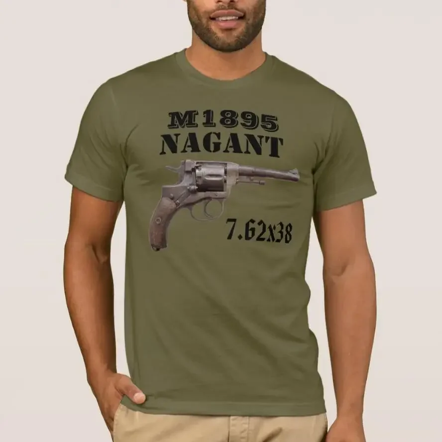 Nagant Revolver M1895 WW2 Gun Men T-Shirt Short Sleeve Casual 100% Cotton O-Neck T Shirt