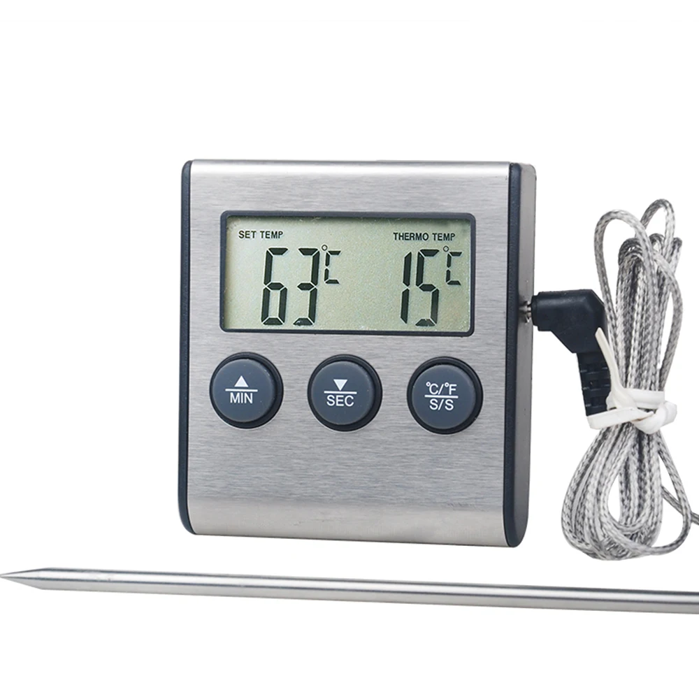 TP700 Mini Kitchen Digital Cooking Thermometer Meat Food Temperature Oven BBQ Grill Timer Function with Stainless Steel Probe