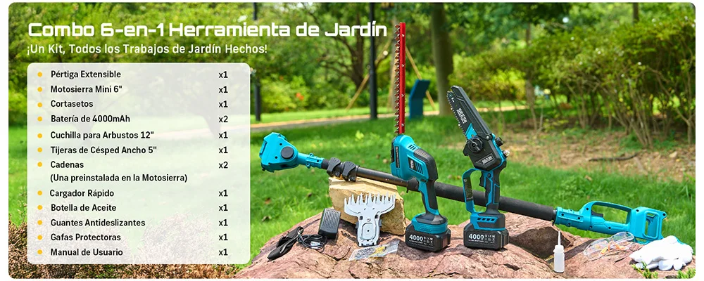 Seesii 6-in-1 Kettensäge mit Teleskopstange, elektrischer Heckenschneider, Strauchschere, Gartenwerkzeug für Makita 18V Akku – Detail 12