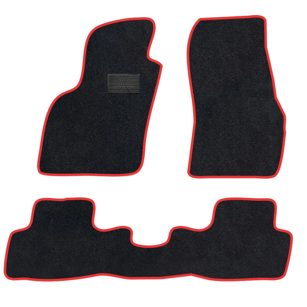 حصيرة أرضية السيارة لأودي Q3 2018-الحاضر F3 البوليستر الجلد المدبوغ المضادة للانزلاق الأسود دعم الأحمر حافة ملزمة