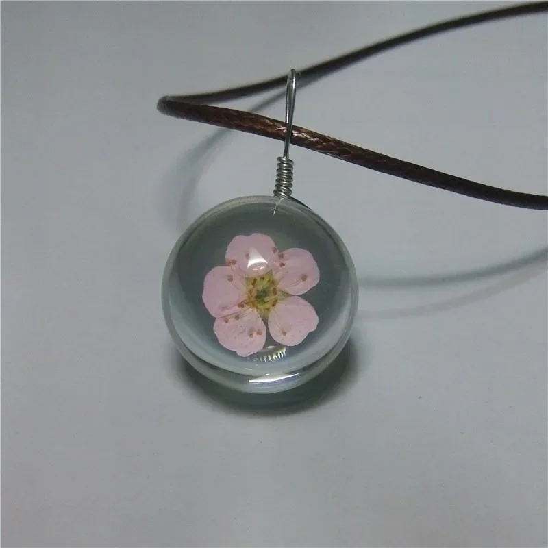 Handmade dandelion flower necklace plant specimen glass ball pendant collarbone chain