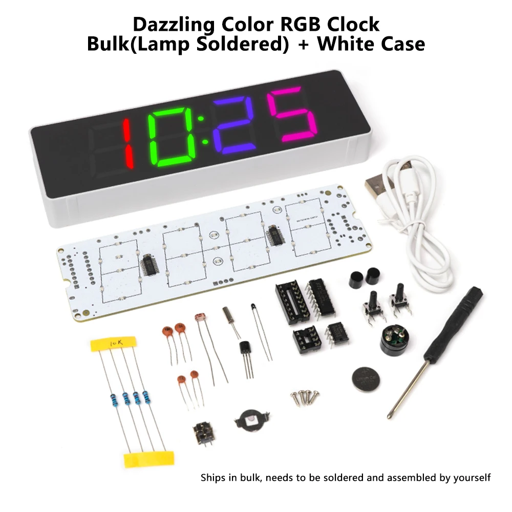 Bunte digitale elektronische Uhr DIY Kit Bunte RGB-Uhr Single-Chip-Schweißübungstraining Produktion von losen Teilen