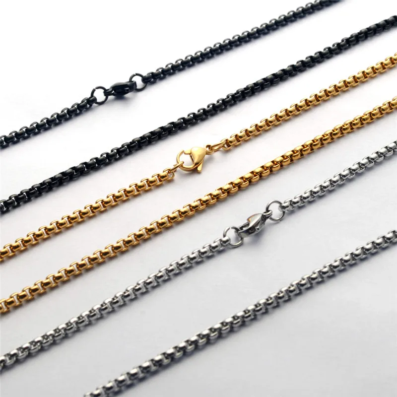 

high quality stainless steel box chains necklaces 20pcs/lot