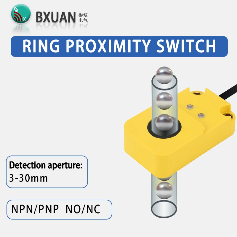 Inductive ring proximity switch sensor diameter 6mm-30mm 3-wire 24VDc detection metal screw machine spring machine steel ball