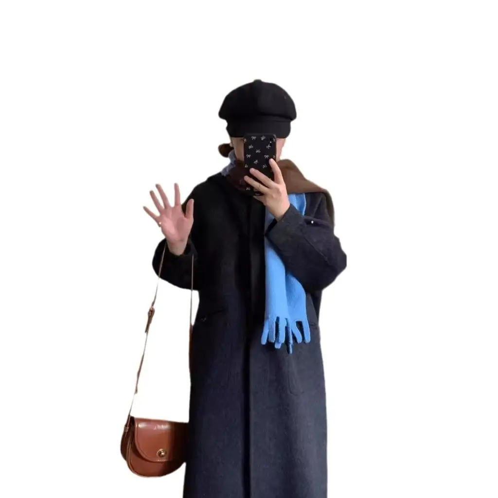 

Bubble Milk Puff Loose Wool Coat Korean Style Retro High-grade Double-sided Women's Fashion Outerwear