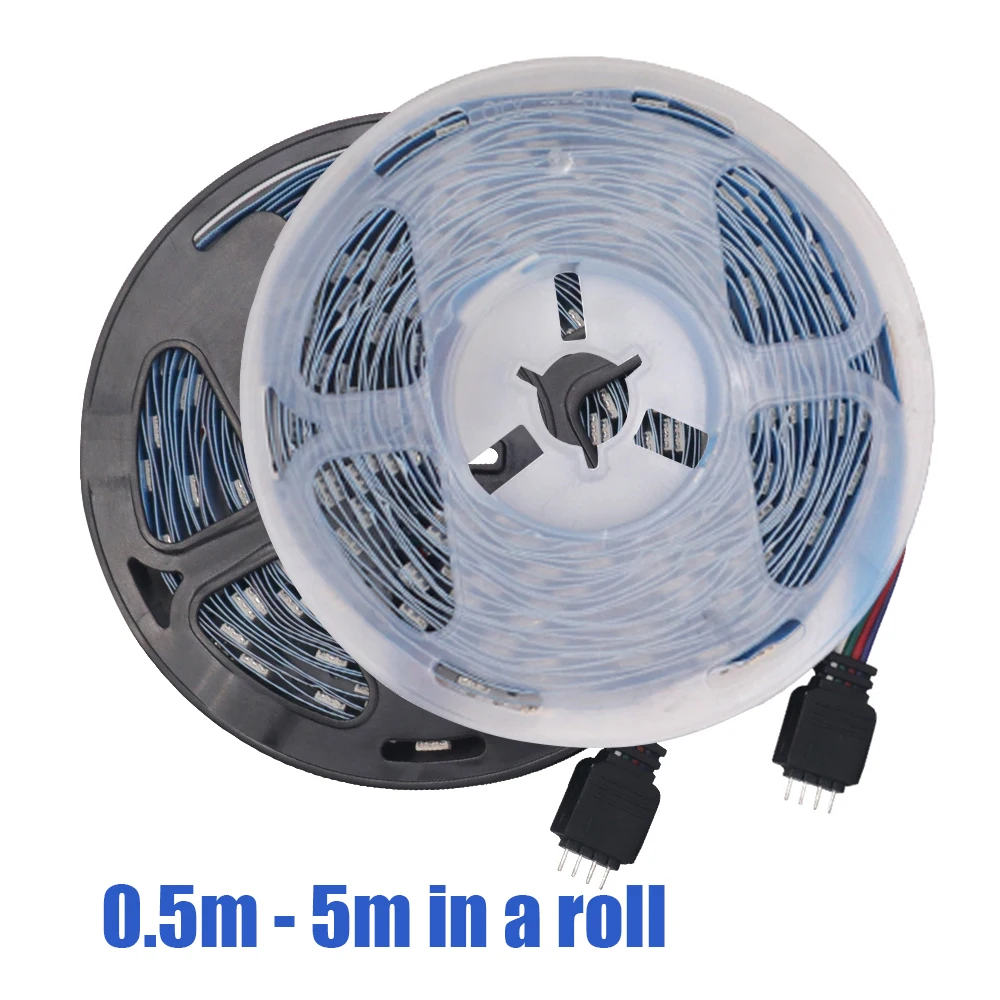 5v 5050 RGB LED-striplicht Flexibele tape Lamp Waterdicht 50cm 1m 2m 3m 4m 5m Met 4-pins stekker Wit / Zwart PCB Woondecoratie